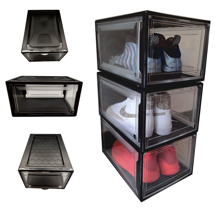 Rebrilliant Durable Plastic Stackable Shoes Storage Boxes For Closet